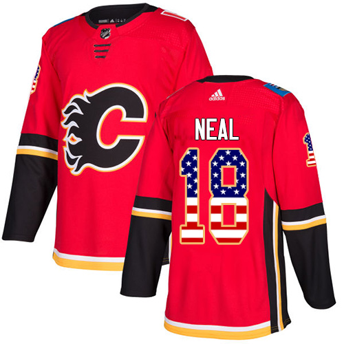 Adidas Flames #18 James Neal Red Home Authentic USA Flag Stitched Youth NHL Jersey